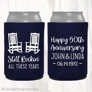 Personalized Anniversary Party Favors, Still Rockin&#39; All These Years, Customized Party Can Coolers, Monogram Insulators Beer Hugger, ANV101
