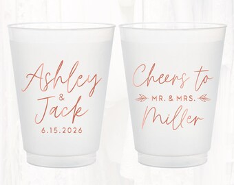 Personalized Wedding Frosted Cups: Customized Wedding, Party, Shower, Rehearsal Dinner Favors; Shatterproof Plastic | CTT404