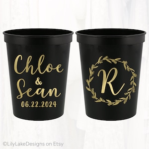 Personalized Wedding Stadium Cups, Custom Wedding Favors, 16oz Plastic Cup, Customized Wedding Cups, Monogrammed Cups, Reusable, FLW305