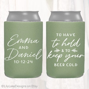 Personalized Wedding Favors, To Have To Hold To Keep Your Drink Cold, Customized Wedding Can Coolers, Monogram Insulators Beer Hugger, TH109