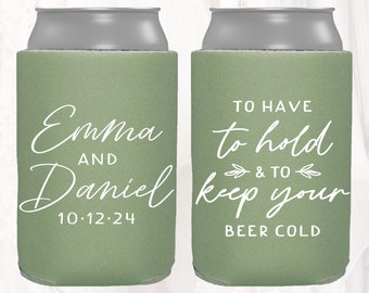 Personalized Wedding Favors, To Have To Hold To Keep Your Drink Cold, Customized Wedding Can Coolers, Monogram Insulators Beer Hugger, TH109