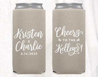 Slim 12oz Wedding Can Cooler, Personalized Wedding Favors, Cheers to the Mr & Mrs, Customized Skinny Can Coolers, Slim Seltzer Drink, CTT201