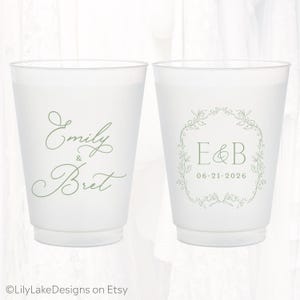 Personalized Wedding Frosted Cups: Customized Wedding, Party, Shower, Rehearsal Dinner Favors; Shatterproof Plastic | MON4015 image 6