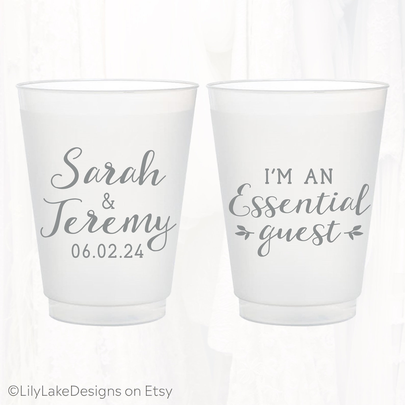 Personalized Wedding Frosted Cups 16oz Plastic Cup Custom Etsy