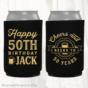 Personalized Birthday Party Favors, 30 40 50th Birthday Party, Cheers and Beers to Years, Custom Birthday Can Coolers, Insulators, BDAY102