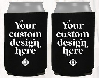 Custom Can Coolers Personalized Party Huggers Wedding Favors Event Business Swag Realtor Gift Company Logo Rehearsal Shower Engaged, CUST101