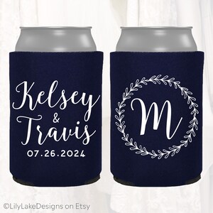 Personalized Wedding Can Cooler, Customized Floral Wedding Can Cooler, Wedding Favors, Beverage Insulators, Drink, Beer Huggers | FLW104