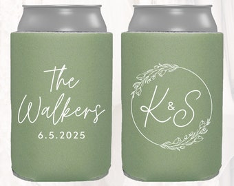 Personalized Wedding Can Cooler, Customized Wedding Favors, Beverage Insulators, Beer Huggers, Monogram, Wedding Shower, Rehearsal, MON104