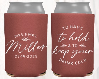 Recuerdos de boda personalizados, para sostener y mantener la bebida fría, enfriador de latas personalizado para boda, aislantes con monograma, TH1010