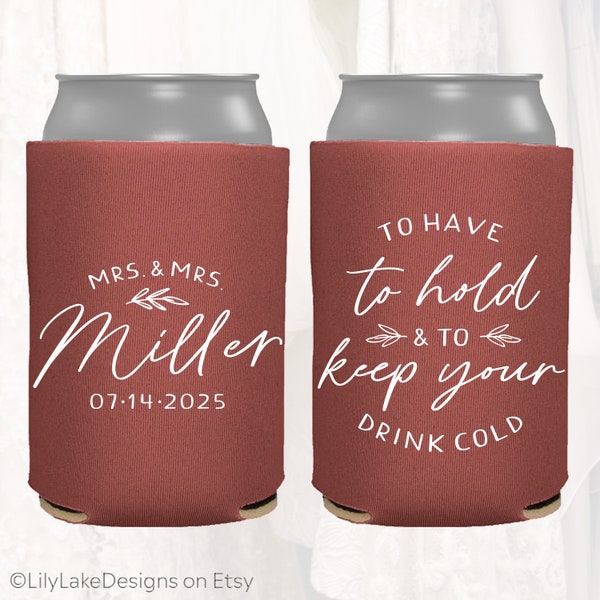 Personalized Wedding Favors, To Have To Hold To Keep Your Drink Cold, Customized Wedding Can Cooler, Monogram Insulators Beer Hugger, TH1010