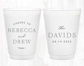 Personalized Wedding Frosted Cups: Customized Wedding, Party, Shower, Rehearsal Dinner Favors; Shatterproof Plastic | CT401