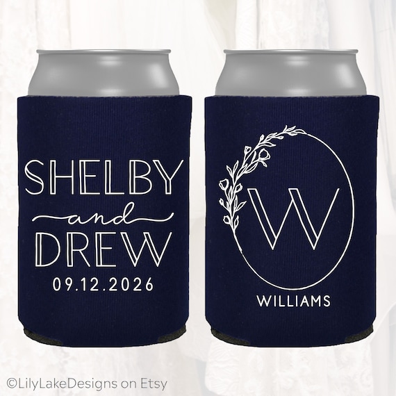 Geometric Modern Wedding Favors Custom Personalized Wedding Can Coolers,  Reception Favors, Minimalist Wedding, Modern Wedding 