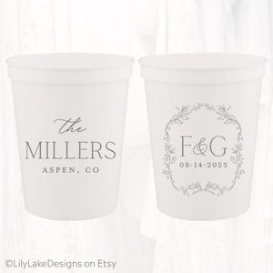 Personalized Wedding Stadium Cups, Custom Wedding Favors, 16oz Plastic Cup, Customized Wedding Cups, Monogrammed Cups, Reusable, MON3015