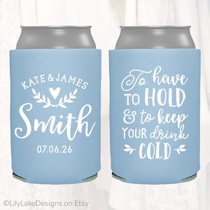 Personalized Wedding Favors, To Have To Hold To Keep Your Drink Cold, Customized Wedding Can Coolers, Monogram Insulators Beer Hugger, TH101