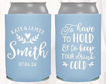 Personalized Wedding Favors, To Have To Hold To Keep Your Drink Cold, Customized Wedding Can Coolers, Monogram Insulators Beer Hugger, TH101