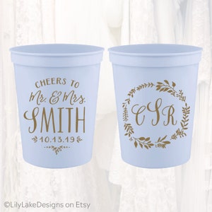 Personalized Wedding Stadium Cups, 16oz Cup, Monogrammed Wedding Cup, Customized Plastic Wedding Cups, Wedding Favors, Reusable Cup | CH301