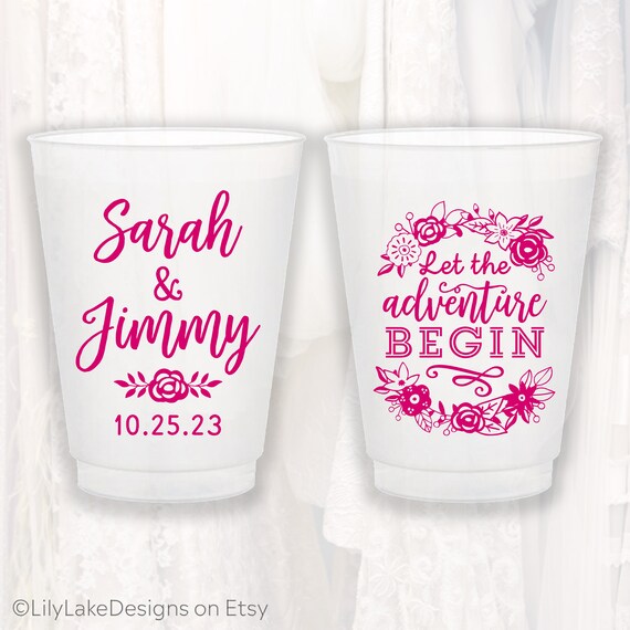 Personalized Wedding Frosted Cups 16oz Plastic Cup Custom