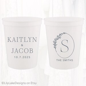 Personalized Wedding Stadium Cups, Custom Wedding Favors, 16oz Plastic Cup, Customized Wedding Cups, Monogrammed Cups, Reusable, MON3011