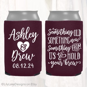 Personalized Wedding Can Cooler | Something Old Something New Hold Your Brew | Customized Wedding Favors | Beverage Insulators, Beer | SO101