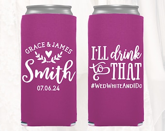 Slim 12oz Wedding Can Coolers, Personalized Wedding Favors, I'll Drink to That, Customized Skinny Can Cooler, Slim Insulator Seltzer, DTT201