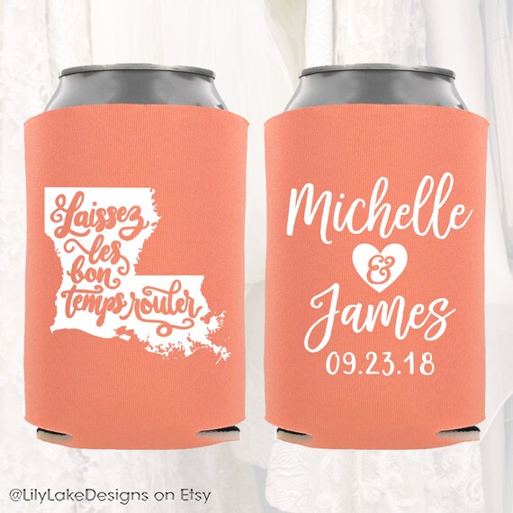 Personalized Wedding Favors Ideas Custom Wedding Coolers Wedding Party Gifts Bottle Sleeves Laissez Les Bon Temps Rouler 1A