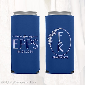 Slim 12oz Wedding Can Coolers, Personalized Wedding Favors, Customized, Monogrammed Skinny Can Coolers, Slim Insulators Seltzer, LWR207 image 3