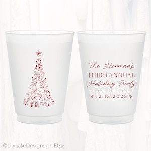 Personalized Holiday Party Frosted Cup, Customized Family Christmas Party Favor, Work Party, Shower, Christmas Tree Decorations | XMAS409