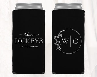 Slim 12oz Wedding Can Coolers, Personalized Wedding Favors, Customized, Monogrammed Skinny Can Coolers, Slim Insulators Seltzer, MON2010