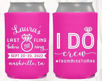 Personalized Bachelorette Party Can Cooler, Last Fling Before the Ring Wedding Can Cooler, Bridesmaid Gift, Bachelorette Favors | BACH101