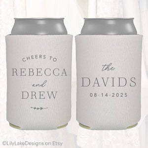 Personalized Wedding Can Cooler, Customized Wedding Favors, Beverage Insulators, Beer Huggers, Cheers to, Wedding Shower, Rehearsal, CT101