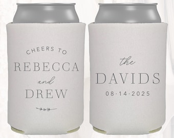 Personalized Wedding Can Cooler, Customized Wedding Favors, Beverage Insulators, Beer Huggers, Cheers to, Wedding Shower, Rehearsal, CT101