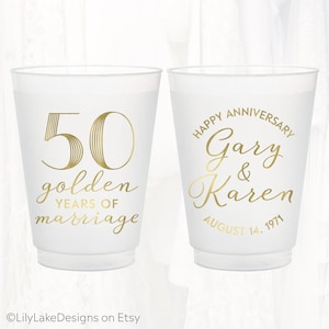 Personalized Anniversary Party Frosted Cups, 16oz Plastic Cup, Custom Anniversary Favor, 50th Anniversary Party, Golden Anniversary, ANV402