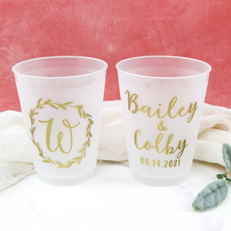 Personalized Wedding Frosted Cups 16oz Cup Monogrammed Etsy