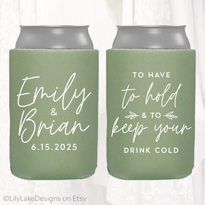 Personalized Wedding Favors, To Have To Hold To Keep Your Drink Cold, Customized Wedding Can Coolers, Monogram Insulator Beer Hugger, TH1014
