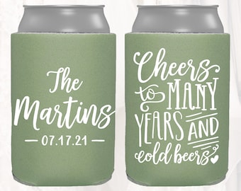 Personalized Wedding Can Cooler | Cheers to Many Years & Cold Beers | Customized Wedding Favors | Beverage Insulators, Beer Huggers | CYB103