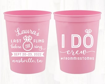 Personalized Bachelorette Stadium Cups, 16oz Cup, Bachelorette Party Favor, Customized Plastic Bridal Party Cups, Reusable Cups,  BACH301