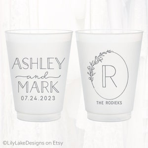 Personalized Wedding Frosted Cups, 16oz Cup, Monogrammed Wedding Favor, Customized Shatterproof Frosted Plastic Cup, Party Cup Favor, LWR407