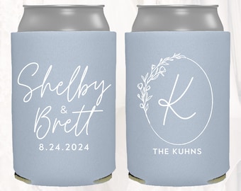 Personalized Wedding Can Cooler, Customized Wedding Favors, Beverage Insulators, Beer Huggers, Monogram, Wedding Shower, Rehearsal, MON104