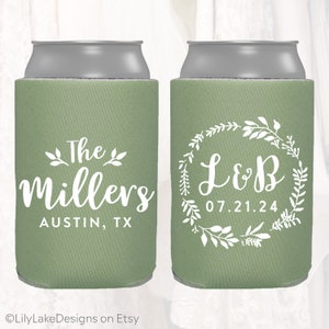 Personalized Wedding Can Cooler | Customized Wedding Favors | Beverage Insulators, Beer Huggers, Huggies, Wedding Shower, Rehearsal | LWR101