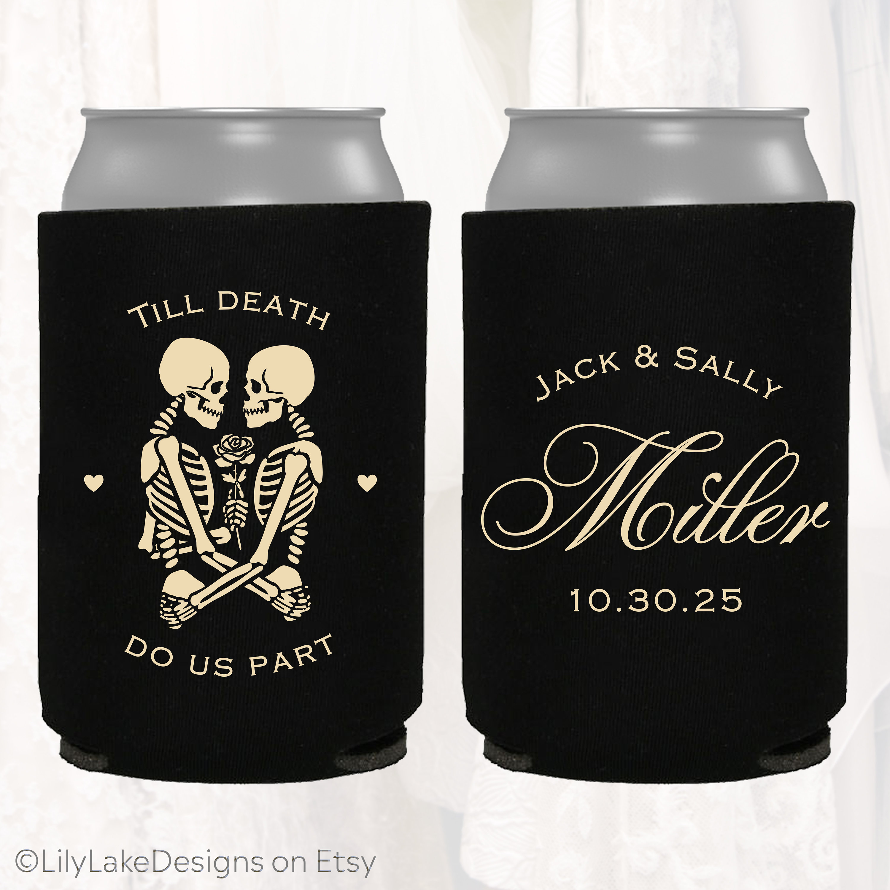Personalized Halloween Wedding Favors, Custom Gothic Wedding Can