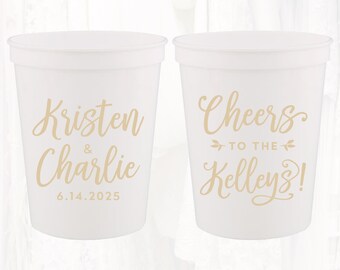 Personalized Wedding Stadium Cups, Cheers to the, 16oz Cup, Custom Wedding Favors, Monogrammed Plastic Wedding Cup, Reusable, CTT301