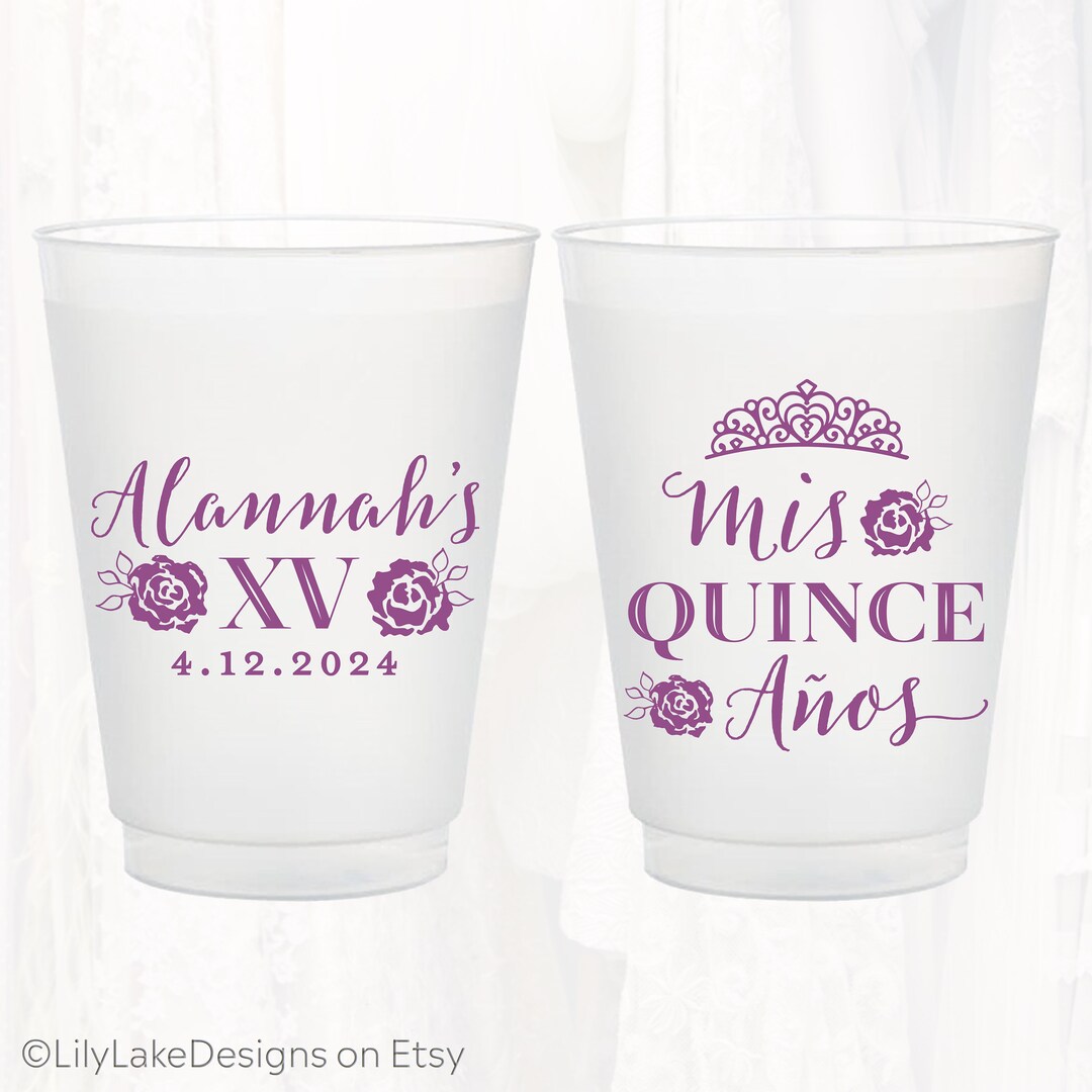 Personalized Quinceañera Frosted Cups, Mis Quince 16oz Cup, Customized