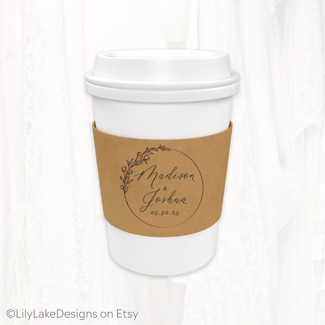 Personalized Wedding Paper Coffee Cup Sleeves, Custom Wedding Favor ...