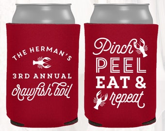 Personalized Crawfish Boil Favors Family Reunion Birthday Wedding Crawfish Huggers Custom Cajun Crayfish Can Coolers Beer Insulator, CFSH101