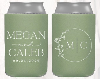 Personalized Wedding Can Cooler, Customized Wedding Favors, Beverage Insulators, Beer Huggers, Monogram, Wedding Shower, Rehearsal, MON1010