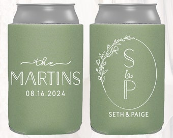 Personalized Wedding Can Cooler | Customized Wedding Favors | Beverage Insulators, Beer Huggers, Huggies, Wedding Shower, Rehearsal | LWR105