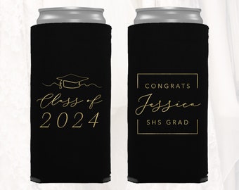 Slim Personalized Graduation Party Favors Grad Party Skinny Huggers Custom Class of Can Coolers, High School College Graduation, GRAD203