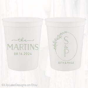 Personalized Wedding Stadium Cups, Custom Wedding Favors, 16oz Plastic Cup, Customized Wedding Cups, Monogrammed Cups, Reusable, LWR305