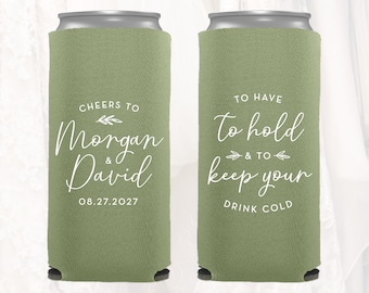 Slim 12oz Wedding Can Coolers, Personalized Wedding Favors, To Have To Hold, Customized Skinny Can Coolers, Slim Insulators Seltzer, TH2016