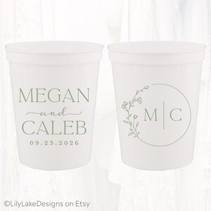 Personalized Wedding Stadium Cups, Custom Wedding Favors, 16oz Plastic Cup, Customized Wedding Cups, Monogrammed Cups, Reusable, MON3010